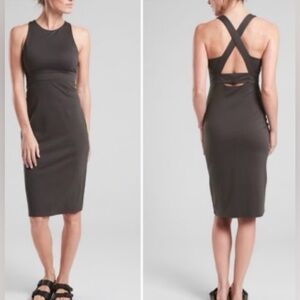 NWT NEW Athleta Deep Olive Green Gray Deep Breath Bralette Travel Dress 777122 L